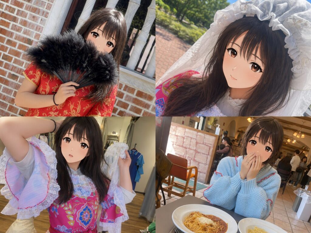 チャイナドレスとスペイン民族衣装と私服姿の彼女