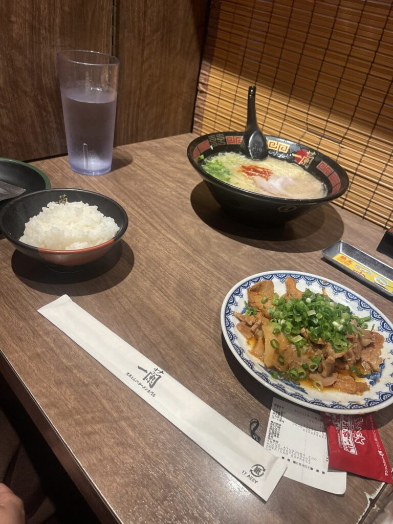 一蘭での彼女の注文品（一部）